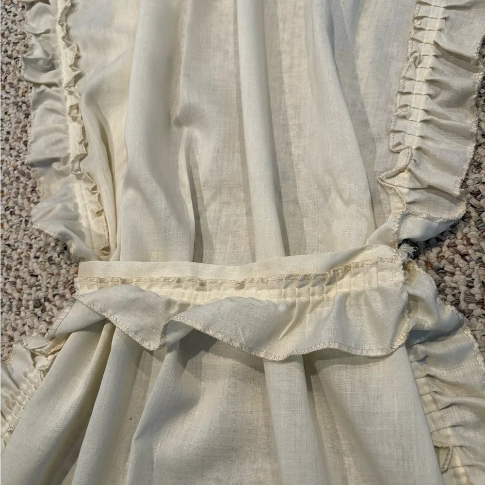Cream Ruffled & Pleated Curtain Set With Tiebacks. Vintage